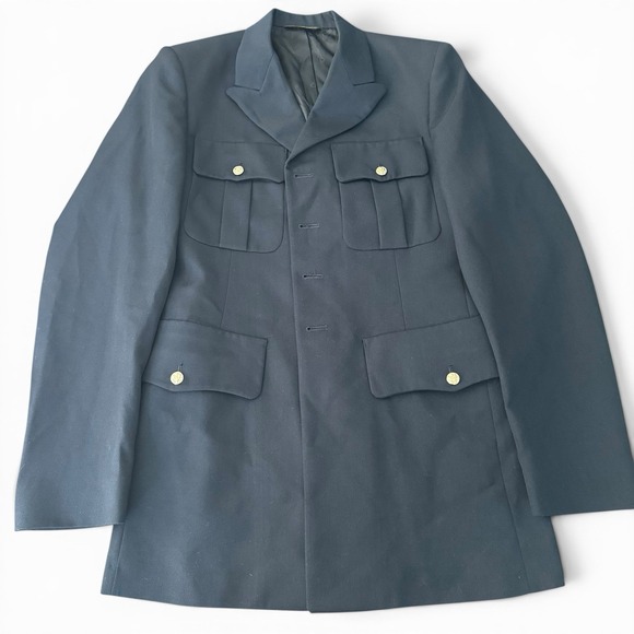 Marlow White Other - Marlow White Officer ASU Coat Men 38L Blue Army Uniform Dress Jacket Gold Button